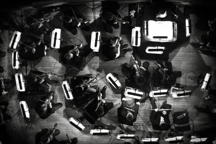 aerial photo of orchestra