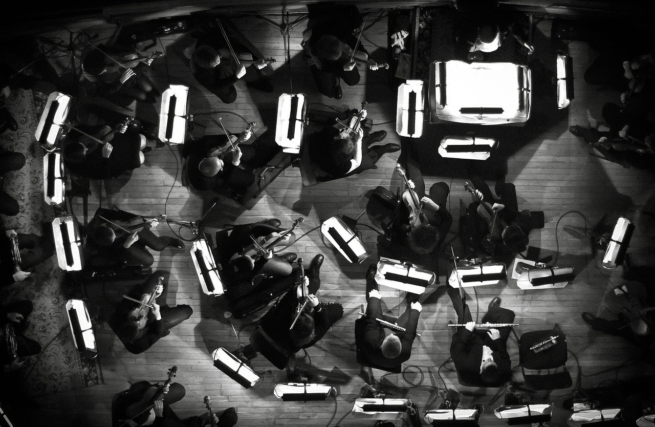 aerial photo of orchestra