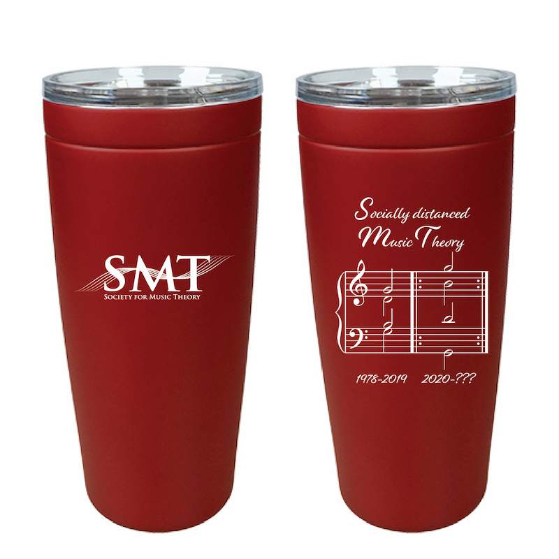 one side: SMT logo; other side says "socially distanced music theory" with an open chord voicing