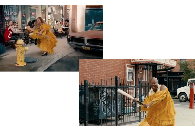 side-by-side comparison of screenshot from Beyonce's Lemonade and Kimmy Schmidt