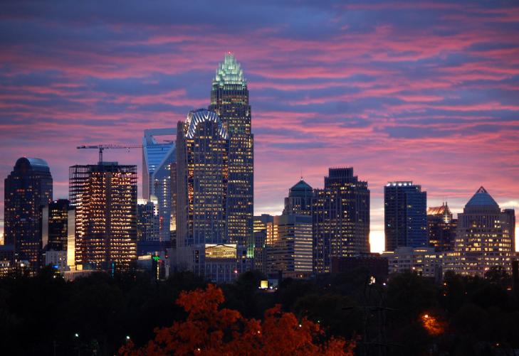 Charlotte Skyline at sunset