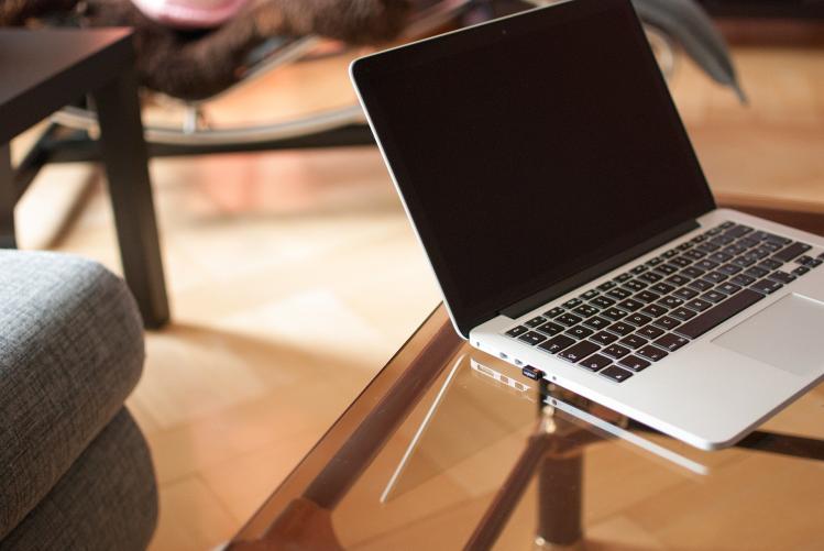 laptop on coffee table