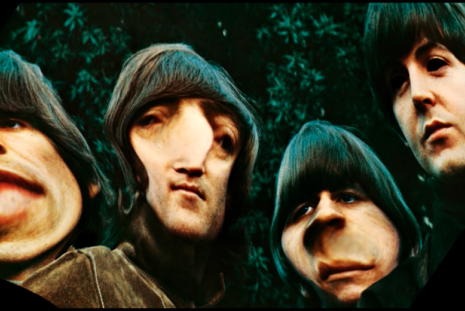 distorted version of the Beatles's Rubber Soul album cover