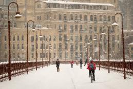 Snowy bridge in Minneapolis