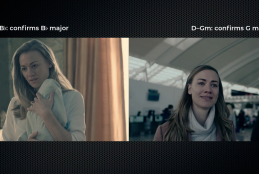 two screenshots of Serena from Handmaid's Tale